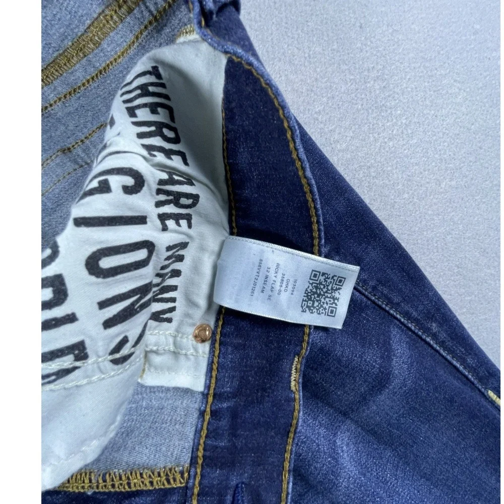 True Religion Jeans Mens 40 Blue Ricky Relaxed Straight Dark Wash Denim Casual